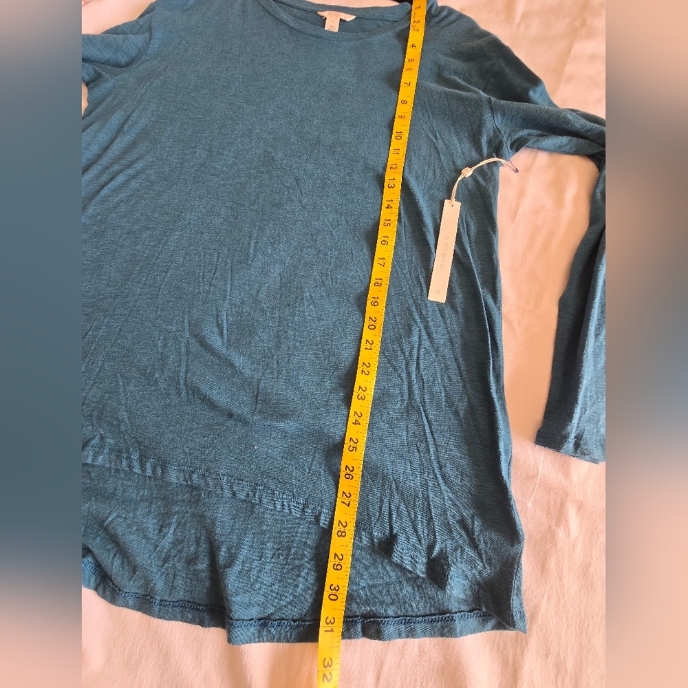 NWT Caslon Teal Slub Tunic Top Long Sleeve High Low Hem Soft Minimalist Coastal - Picture 8 of 10